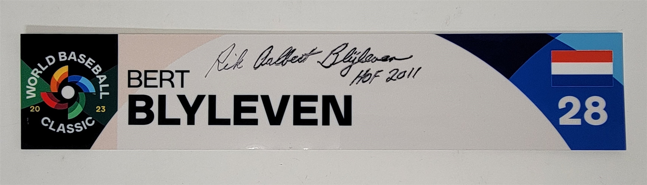 Bert Blyleven 2009 World Baseball Classic Netherlands Locker Plate Signed w/Blyleven Signed Letter of Provenance