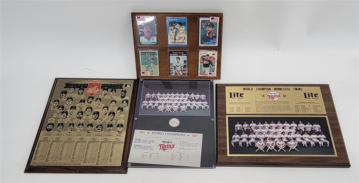 Bert Blyleven Lot of (4) 1987 Minnesota Twins Plaques Signed w/Blyleven Signed Letter of Provenance