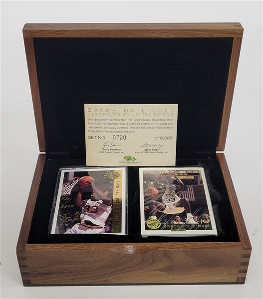 Shaquille ONeal Autographed Limited Edition 1992 Gold Foil Stamped Card Set #720/8500
