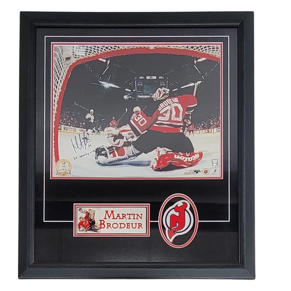 Martin Brodeur Autographed & Inscribed 16x20 Framed Photo
