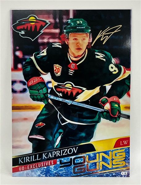 Kirill Kaprizov Autographed 20x28 Young Guns Rookie Card Print Beckett