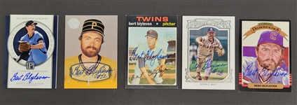 Bert Blyleven Lot of (5) Signed Baseball Cards Representing Various Teams He Played For Includes RC w/Blyleven Signed Letter of Provenance