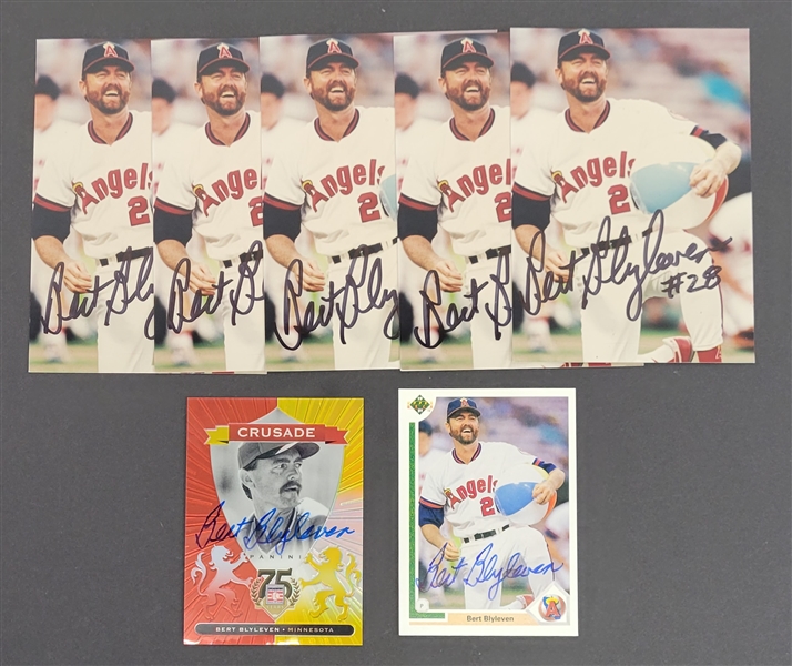 Bert Blyleven Lot of (7) Signed California Angels Photographs and Cards w/Blyleven Signed Letter of Provenance