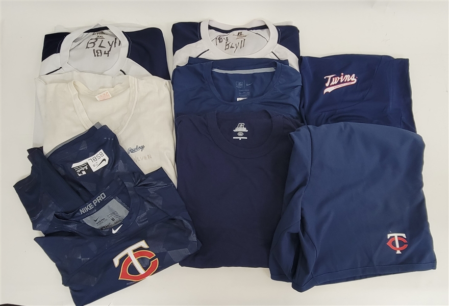 Bert Blyleven lot of (8) Used Minnesota Twins Under Shirts and Shorts w/Blyleven Signed Letter of Provenance