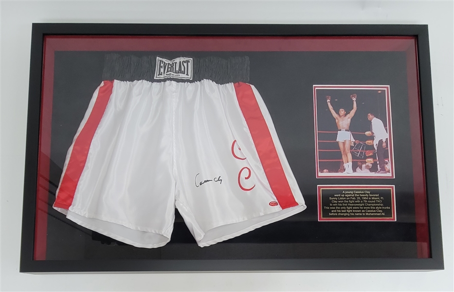 Muhammad Ali "Cassius Clay" Autographed & Framed Everlast Boxing Shorts