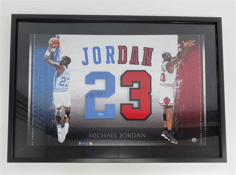 Michael Jordan Autographed & Framed Number 23 Display UDA