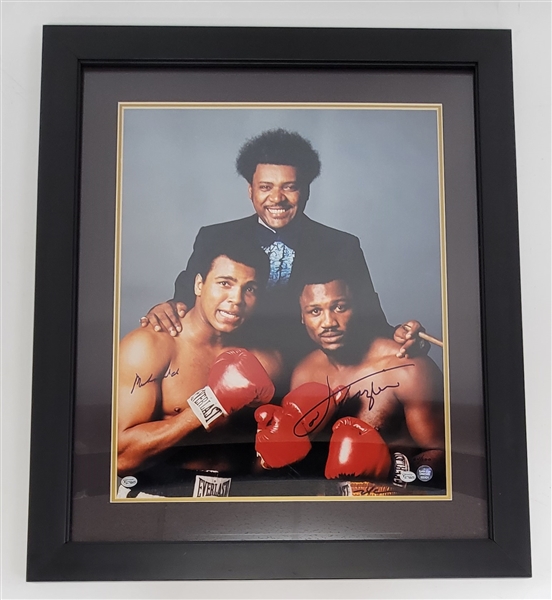 Muhammad Ali & Joe Frazier Dual Autographed & Framed 16x20 Photo OA LE #24/100