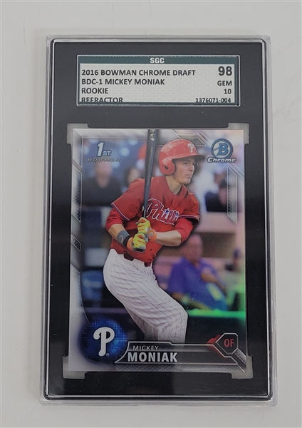 Mickey Moniak 2016 Bowman Chrome Draft #BDC-1 Refractor Rookie Card SGC 10
