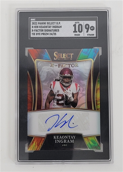 Keaontay Ingram 2022 Panini Select Draft Picks X-KIN X-Factor Signatures Tie Dye Prizm LE #24/25 Rookie Card SGC 9 Auto 10