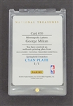 George Mikan 2013-14 Panini National Treasures Springfield Swatches Cyan Printing Plate Card 1/1