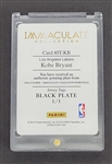 Kobe Bryant 2014-15 Panini Immaculate Collection Jersey Tags Black Printing Plate Card 1/1
