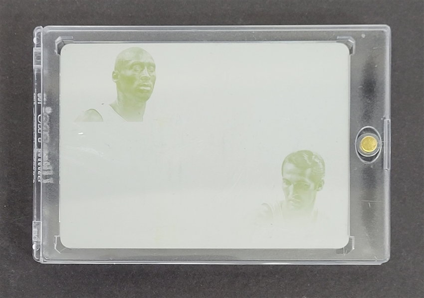 Kobe Bryant/Jerry West 2013-14 Panini National Treasures Spanning Time Dual Signatures Yellow Printing Plate Card 1/1