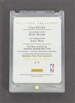 Kobe Bryant/Jerry West 2013-14 Panini National Treasures Spanning Time Dual Signatures Yellow Printing Plate Card 1/1