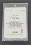 Jerry West 2013-14 Panini National Treasures NBA Game Gear Duals Magenta Printing Plate Card 1/1