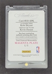 Kobe Bryant/Kevin Durant 2014-15 Panini Flawless Dual Diamond Memorabilia Magenta Printing Plate Card 1/1