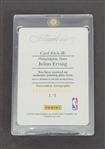 Julius Erving 2014-15 Panini Flawless Association Autographs Yellow Printing Plate Card 1/1