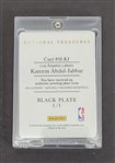 Kareem Abdul-Jabbar 2013-14 Panini National Treasures Black Printing Plate Card 1/1