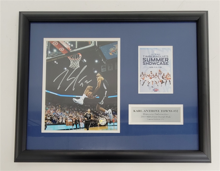 Karl-Anthony Towns Autographed & Framed 8x10 Photo LE #1/32
