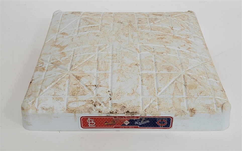 2015 Game Used Second Base From Byron Buxtons Second MLB Game MLB