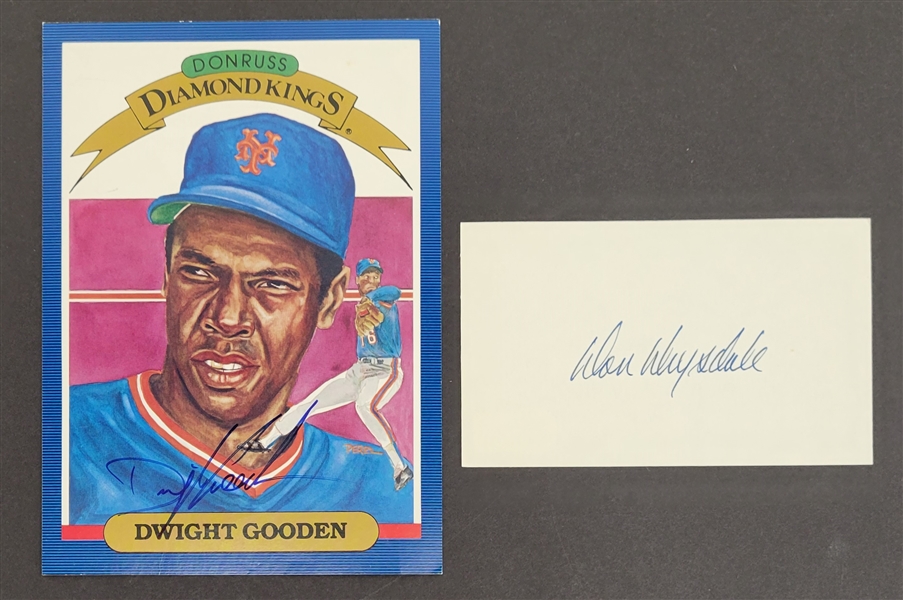 Don Drysdale Autographed Cut Signature & Doc Gooden Autographed 1985 Donruss Diamond Kings Jumbo Card Beckett