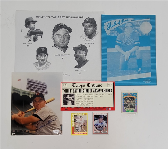 Harmon Killebrew Collection w/ Autographed Photo & 2 Autographed Cards 