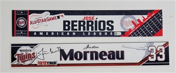 Lot of 2 Justin Morneau & Jose Berrios Game Used Locker Room Nameplates MLB