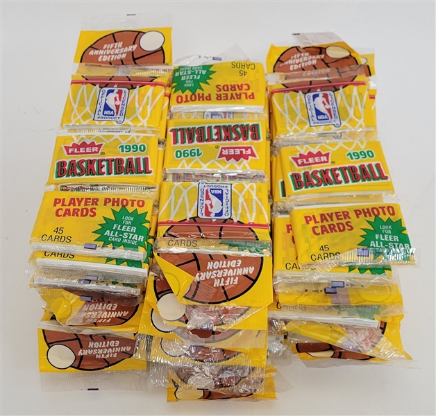 Lot of 64 Unopened 1990 Fleer Basketball Rak Packs