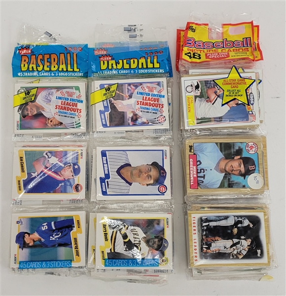 Lot of 12 Unopened 1988 Topps & 1990 Fleer Baseball Rak Packs