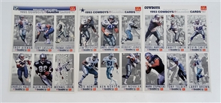 Lot of (5) 1993 McDonalds Dallas Cowboys GameDay 3-Sheet Uncut Card Sets