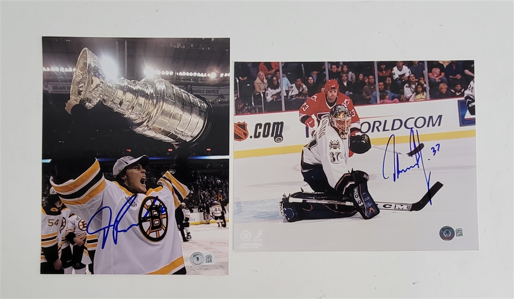 Lot of 2 Tuukka Rask & Olaf Kolzig Autographed 8x10 Photos Beckett