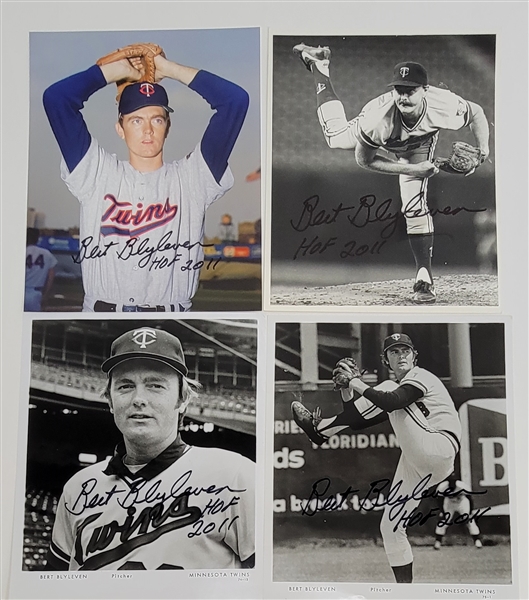 Bert Blyleven Lot of (4) Minnesota Twins Signed 8x10 Photos w/Blyleven Signed Letter of Provenance