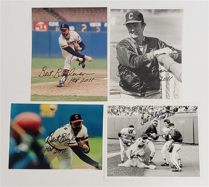 Bert Blyleven Lot of (4) Cleveland Indians Signed 8x10 Photos w/Blyleven Signed Letter of Provenance