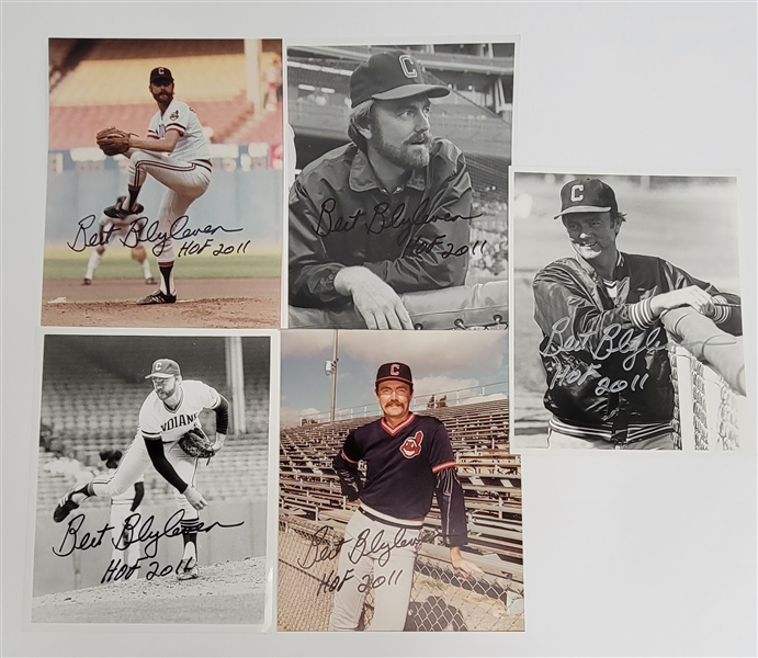 Bert Blyleven Lot of (5) Cleveland Indians Signed 8x10 Photos w/Blyleven Signed Letter of Provenance