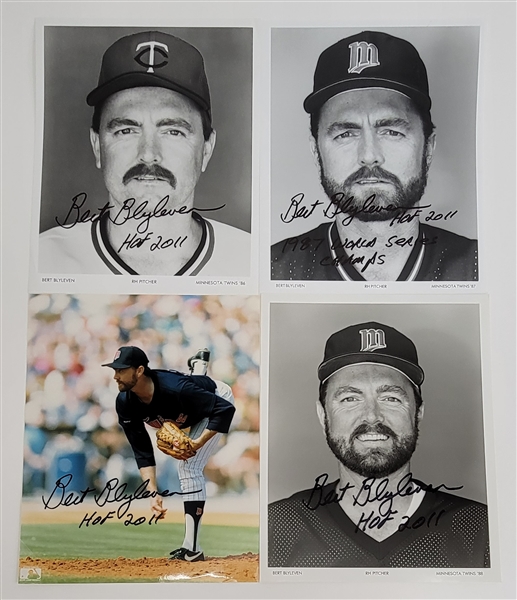 Bert Blyleven Lot of (4) Minnesota Twins Signed 8x10 Photos w/Blyleven Signed Letter of Provenance