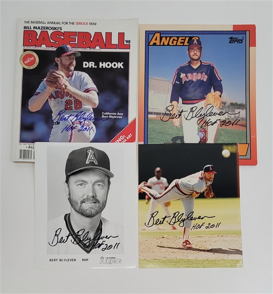 Bert Blyleven Lot of (4) California Angels Signed Photos, Magazine and Folder w/Blyleven Signed Letter of Provenance