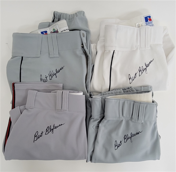Bert Blyleven Lot of (4) Various Team Game Used Signed Pants w/Blyleven Signed Letter of Provenance
