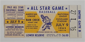 1963 MLB All-Star Game Ticket Stub