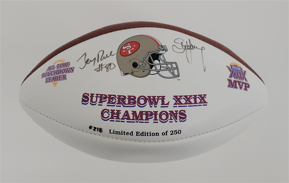 Jerry Rice & Steve Young Dual Autographed San Francisco 49ers Super Bowl XXIX Champions Football w/ Beckett LOA