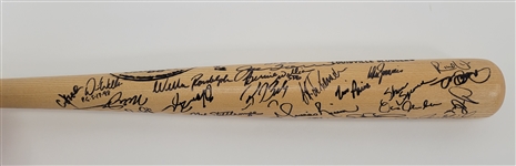 1998 New York Yankees World Series Champions Team Signed Louisville Slugger Bat w/ Jeter & Rivera Beckett LOA