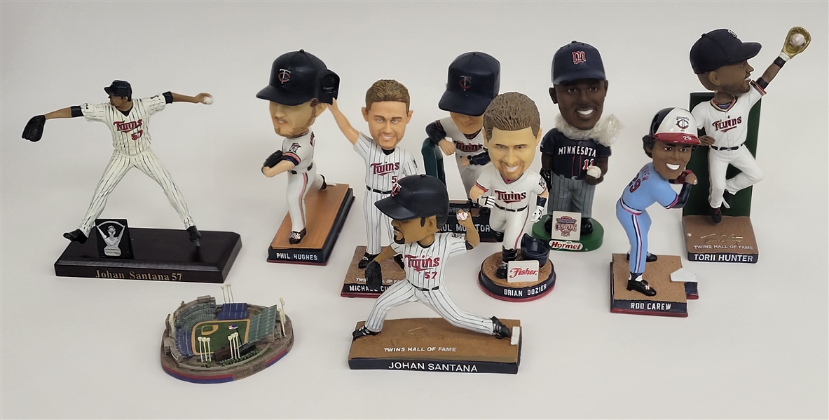 Bert Blyleven Lot of (10) Minnesota Twins Bobbleheads and Statues w/Blyleven Signed Letter of Provenance