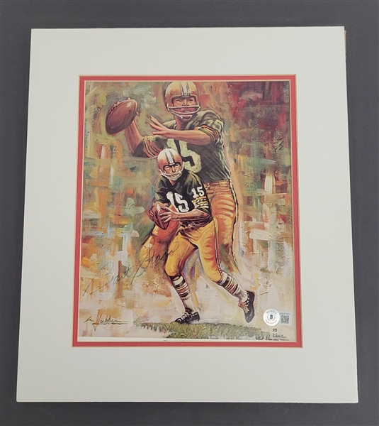 Bart Starr Autographed 8x10 Lithograph Matted w/ Beckett LOA