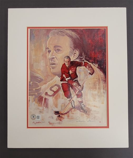 Gordie Howe Autographed 8x10 Lithograph Matted Beckett