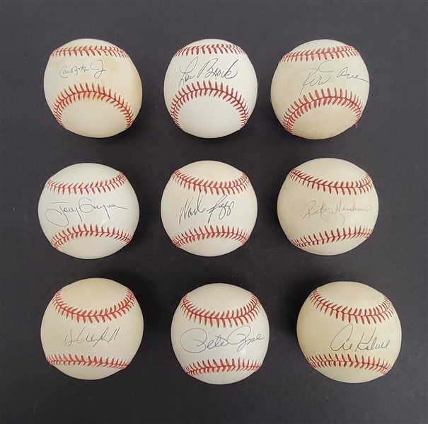 Lot of 9 Stars & Hall of Fame Hitters Autographed Baseballs Beckett