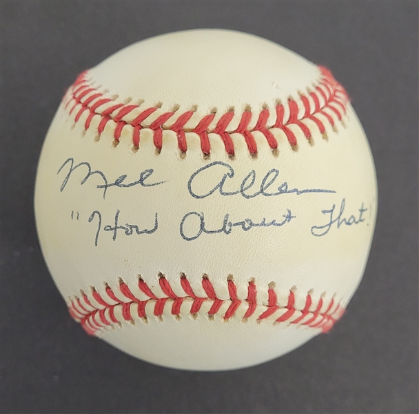 Mel Allen Autographed & Inscribed OAL Baseball Beckett