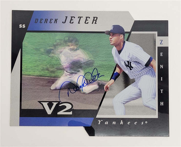 Derek Jeter Autographed 1997 Pinnacle Jumbo Card w/ Beckett LOA