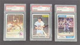 Lot of 3 Harmon Killebrew 1970, 1973, & 1974 Topps PSA 8 Graded Cards