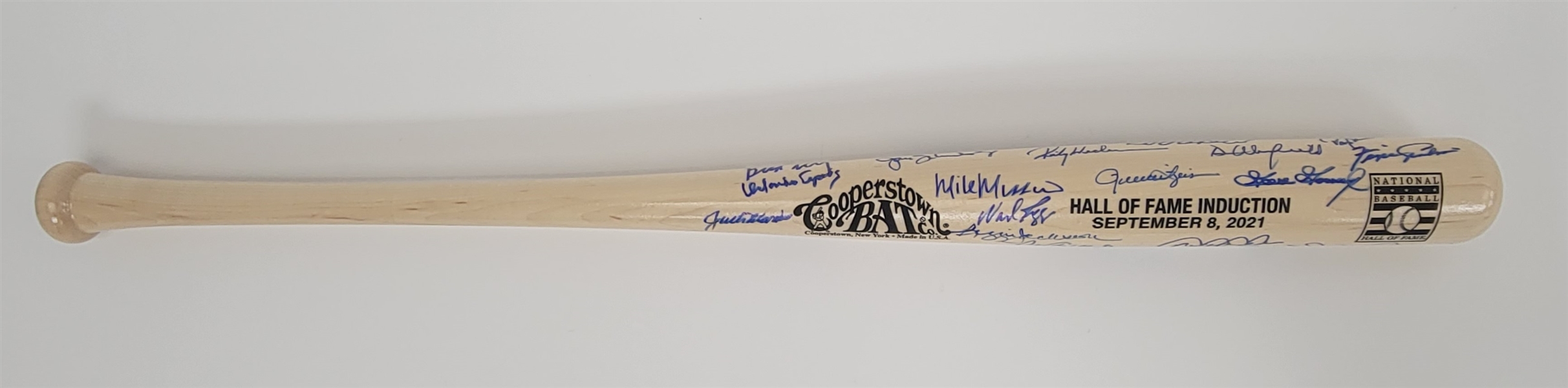 Bert Blyleven 2021 Hall of Fame Induction Bat Signed by 32 Hall of Famers w/ Derek Jeter Ken Griffey Jr. Cal Ripken Jr. & Blyleven Signed Letter of Provenance Beckett