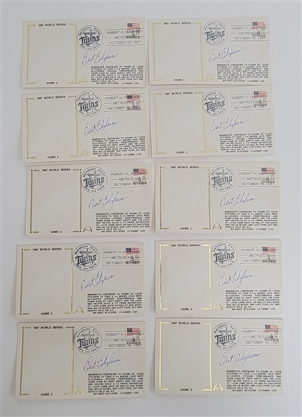 Bert Blyleven Lot of (10) 1987 World Series Game 2 Minnesota Twins Signed Cachets Stamped and Cancelled w/Blyleven Signed Letter of Provenance