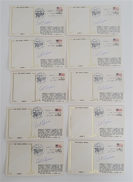 Bert Blyleven Lot of (10) 1987 World Series Game 2 Minnesota Twins Signed Cachets Stamped and Cancelled w/Blyleven Signed Letter of Provenance