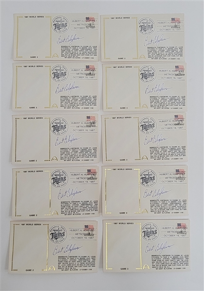 Bert Blyleven Lot of (10) 1987 World Series Game 2 Minnesota Twins Signed Cachets Stamped and Cancelled w/Blyleven Signed Letter of Provenance